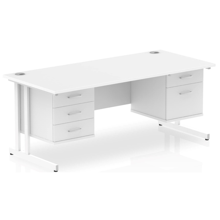 Rayleigh Cantilever Straight Desk with Double Fixed Pedestal